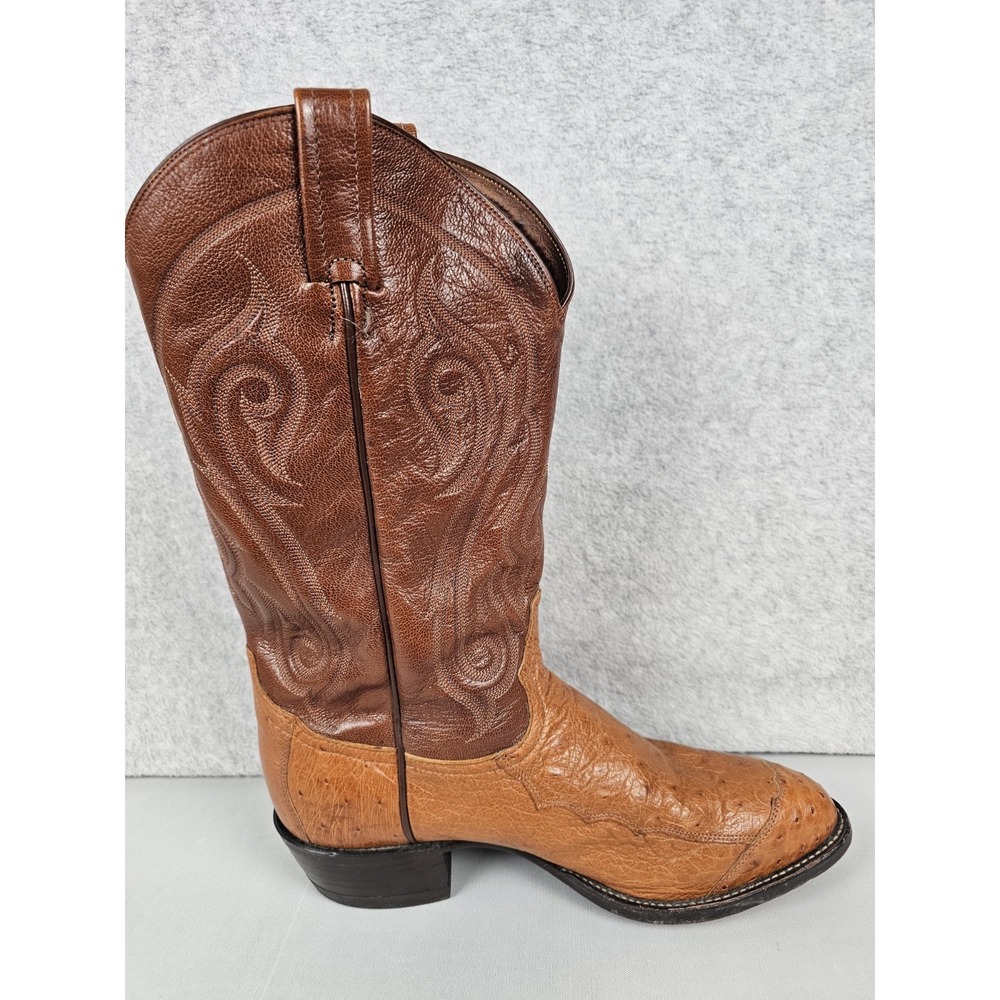 Tony Lama CZ906 Smooth  Ostrich Quill Cowboy Boots Mens 10 D Peanut Brittle - Picture 11 of 16